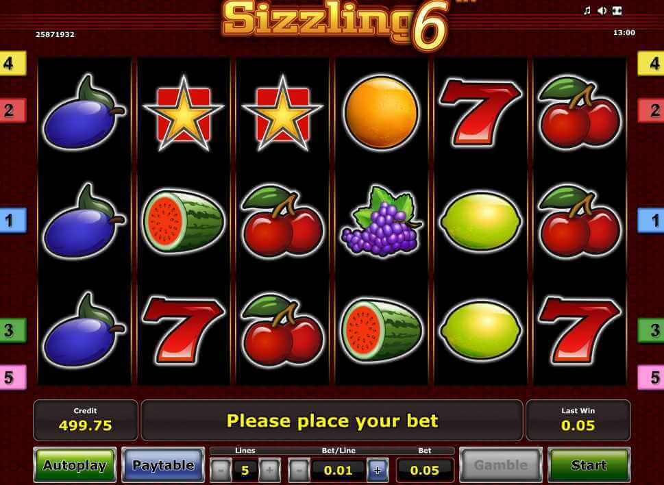 Игровой автомат Sizzling Hot 6 Визуальное оформление слота Sizzling Hot 6